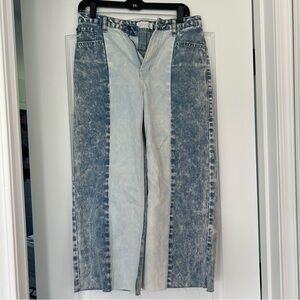 Two-Tone Cropped Denim Jeans